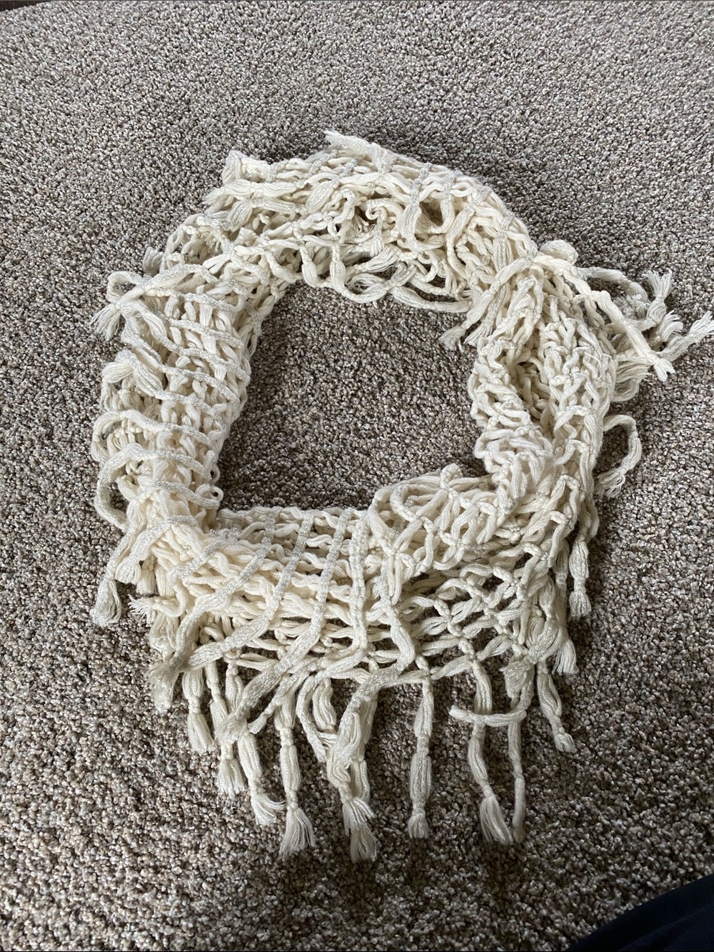 Apt. 9 Cream Open-Knit Fringe Infinity Scarf
